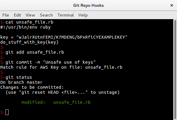 Git hook rejecting commit