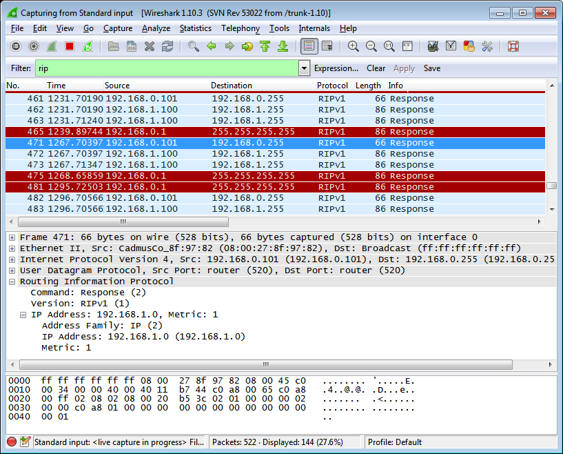 Wireshark seeing RIP packets coming out of VBox