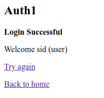 A successful login as Sid, a normal user
